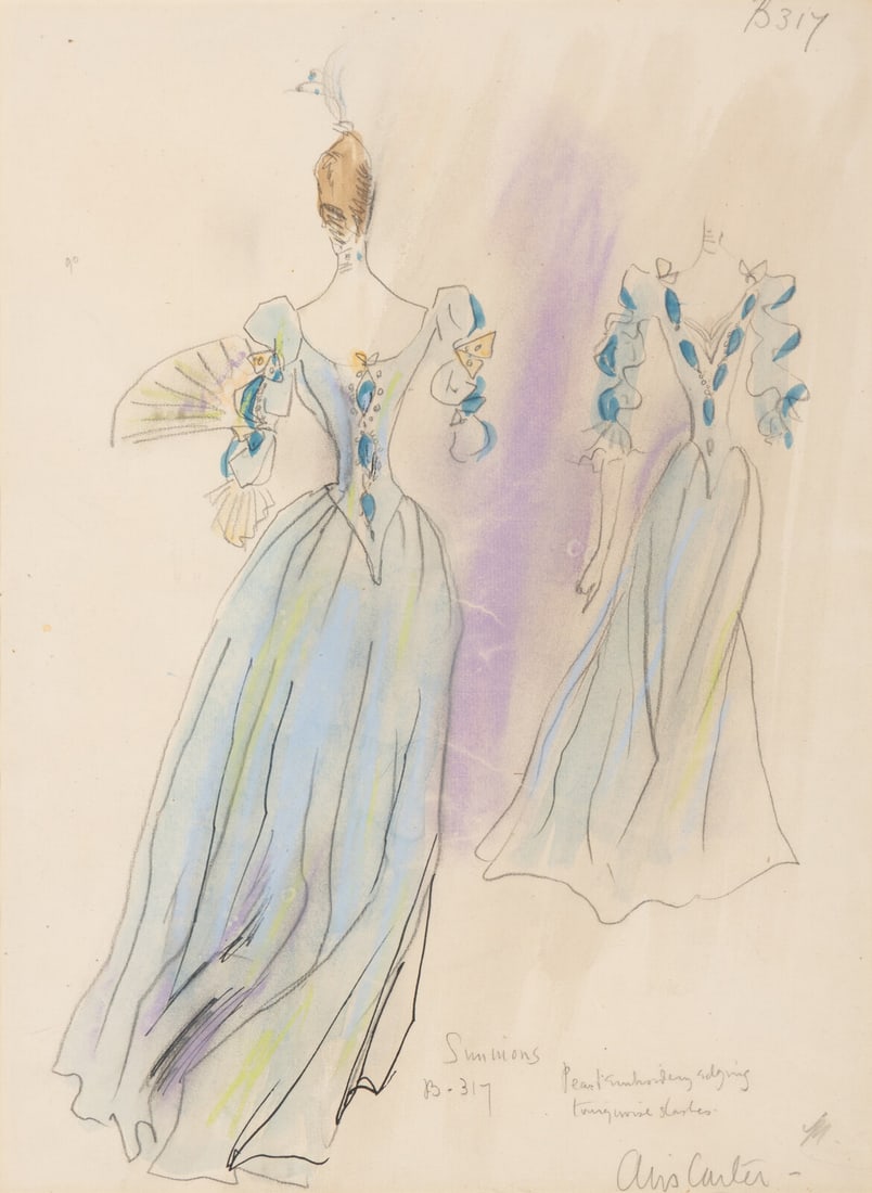 Cecil Beaton (British, 1904-1980) Costume Sketch: Cecil Beaton (British, 1904-1980) Costume Sketch mixed media on paper 15 1/4 x 11 1/2 in. This lot is located in Chicago.