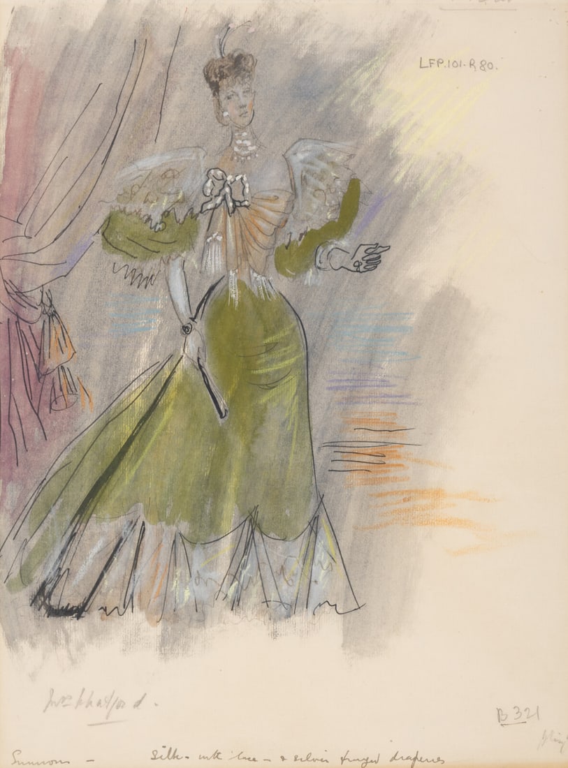 Cecil Beaton (British, 1904-1980) Costume Sketch: Cecil Beaton (British, 1904-1980) Costume Sketch mixed media on paper sight: 14 3/4 x 11 in. This lot is located in Chicago.