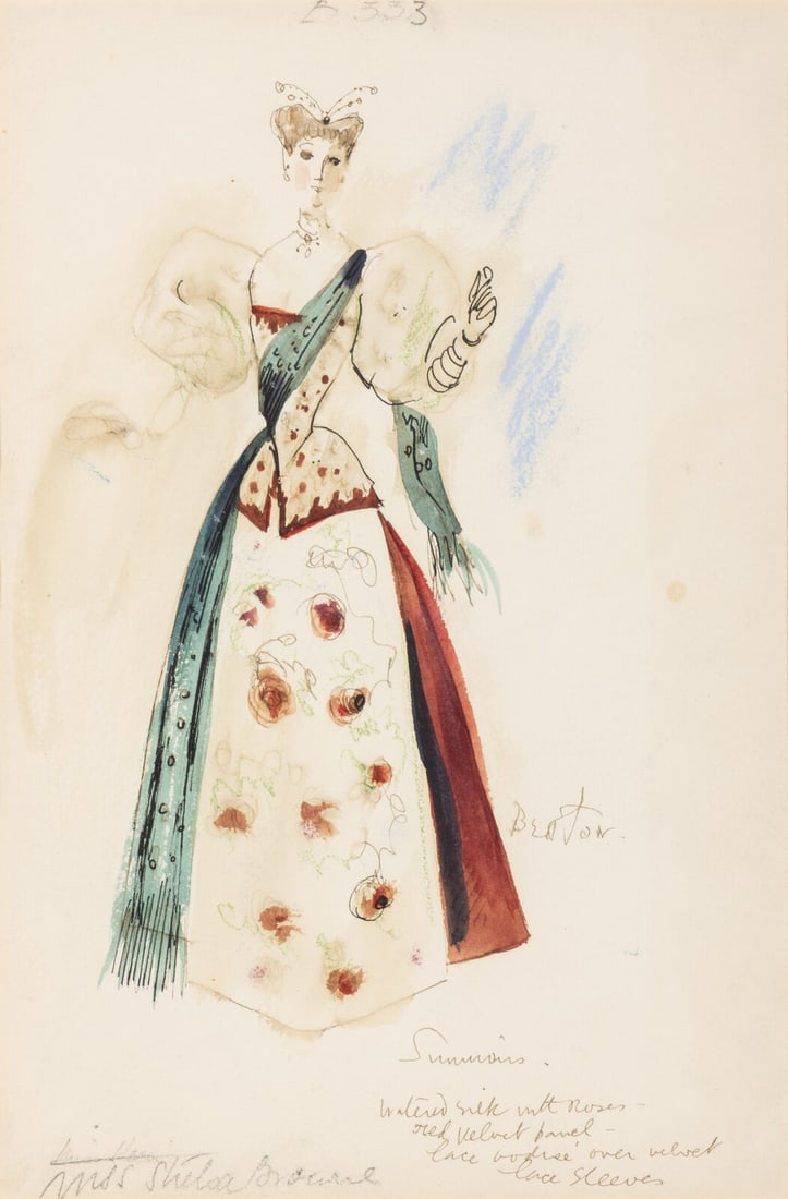 Cecil Beaton (British, 1904-1980) Costume Sketch: Cecil Beaton (British, 1904-1980) Costume Sketch mixed media on paper signed Beaton (lower right) sight: 13 1/2 x 9 1/2 in. This lot is located in Chicago.