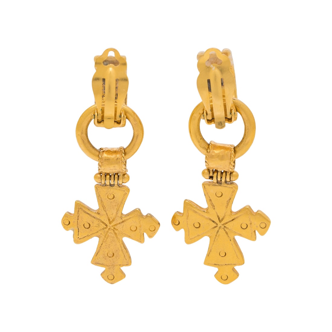 Chanel, Dangling Byzantine Cross Ear Clips - 2