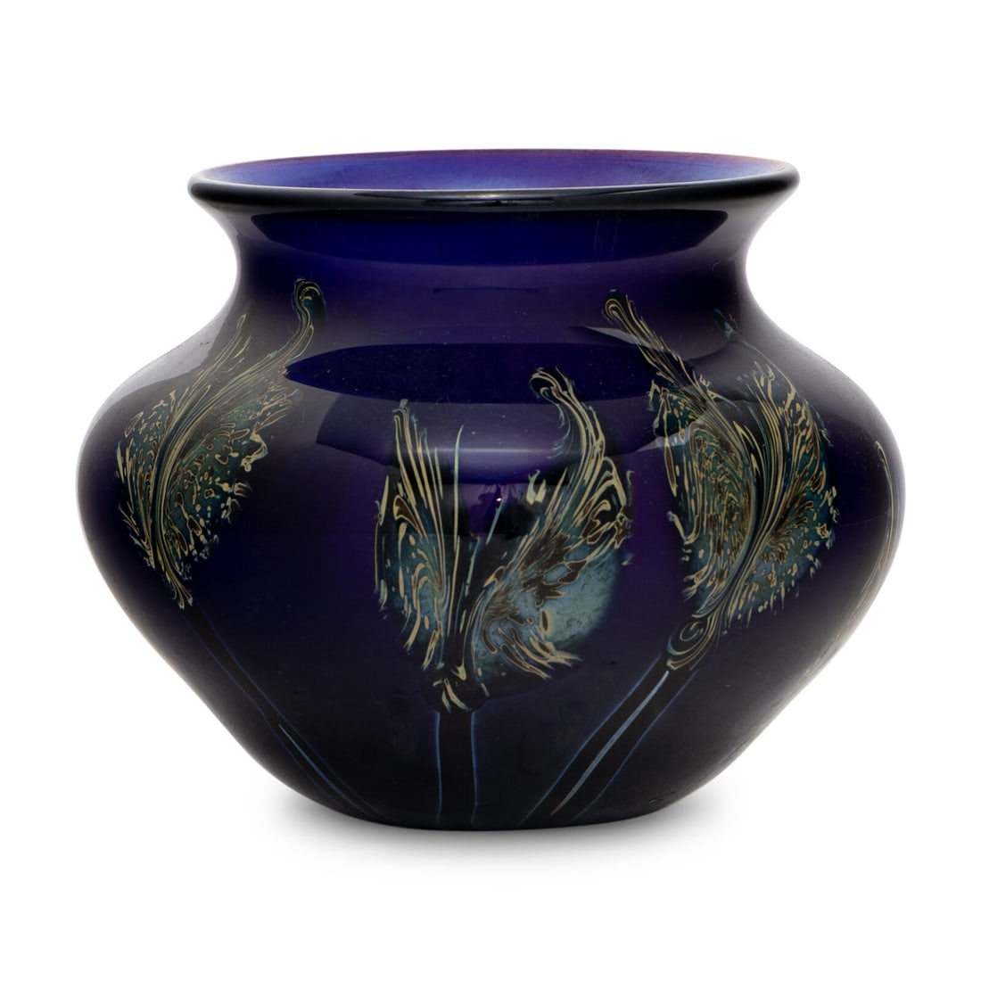 Charles Lotton (American, 1935–2021) Feather Vase, 2008: Charles Lotton (American, 1935–2021) Feather Vase, 2008 blown glass etched signature and date to the underside 6 3/4 h x 7 1/4 dia inches. Property from the Estate of Audrey and Philip Rietveld,