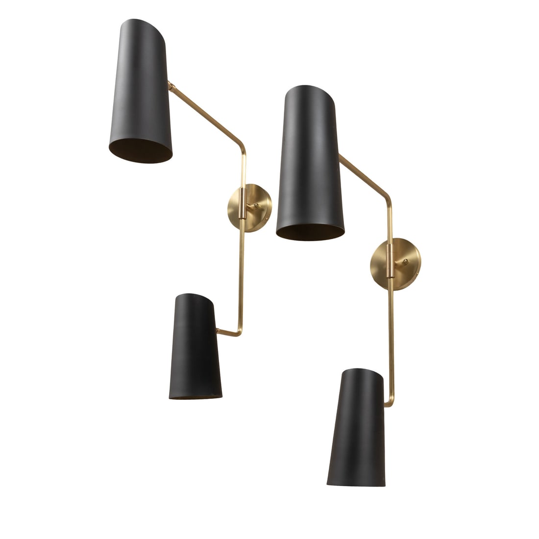 Contemporary Design 21st Century A Pair of Brass Double Swing-Arm Sconces (1 of 2)