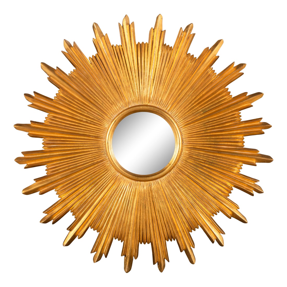 A Contemporary Giltwood Sunburst Mirror: A Contemporary Giltwood Sunburst Mirror Carvers Guild, 20th Century Diameter 37 inches. Property from a Distinguished Chicago Gold Coast Residence This lot is located in Chicago.