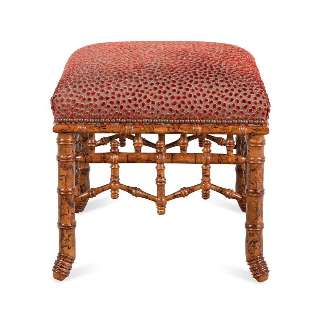 An English Faux Bamboo Carved Foot Stool (1 of 2)