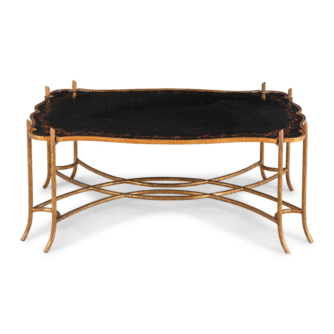A Dennis & Leen Chinoiserie Decorated Low Table: A Dennis & Leen Chinoiserie Decorated Low Table 20th Century Height 20 x width 48 1/2 x depth 33 inches. Property from a Distinguished Chicago Gold Coast Residence This lot is located in Chicago.
