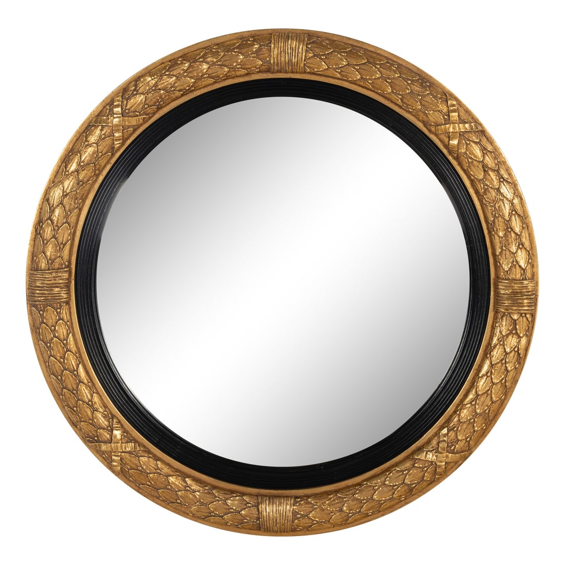 A Regency Style Giltwood Convex Mirror: A Regency Style Giltwood Convex Mirror 20th Century Diameter 40 inches. Property from a Distinguished Chicago Gold Coast Residence This lot is located in Chicago.