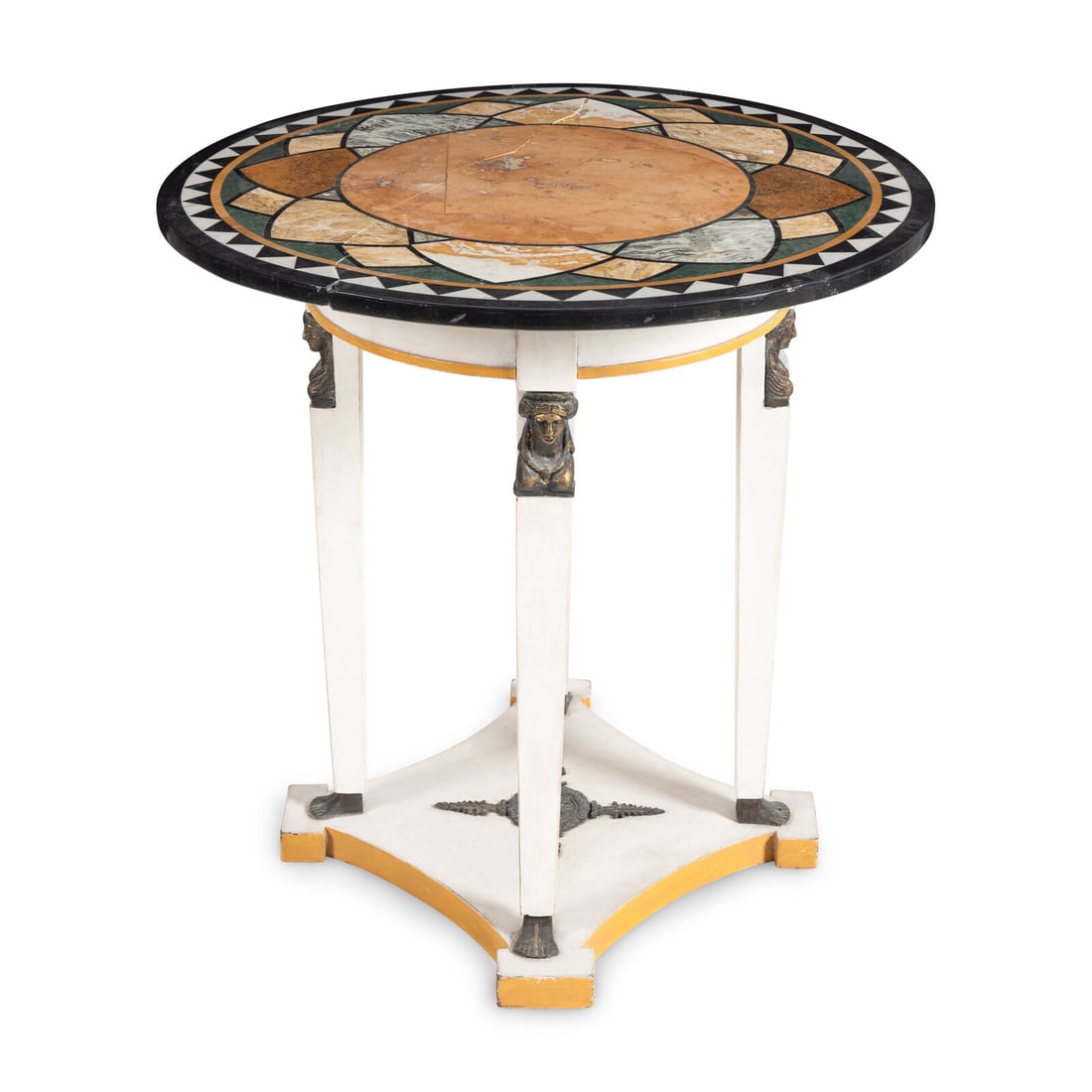 An Empire Style White-Painted and Specimen Marble-Top Center Table (1 of 3)