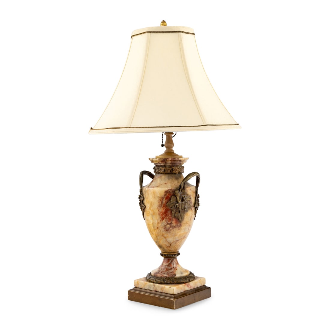 A French Marble and Gilt Bronze Mounted Urn Mounted as a Lamp: A French Marble and Gilt Bronze Mounted Urn Mounted as a Lamp Late 19th/Early 20th Century Height 29 x width 6 inches. Property of a Kansas City Collector This lot is located in Chicago.