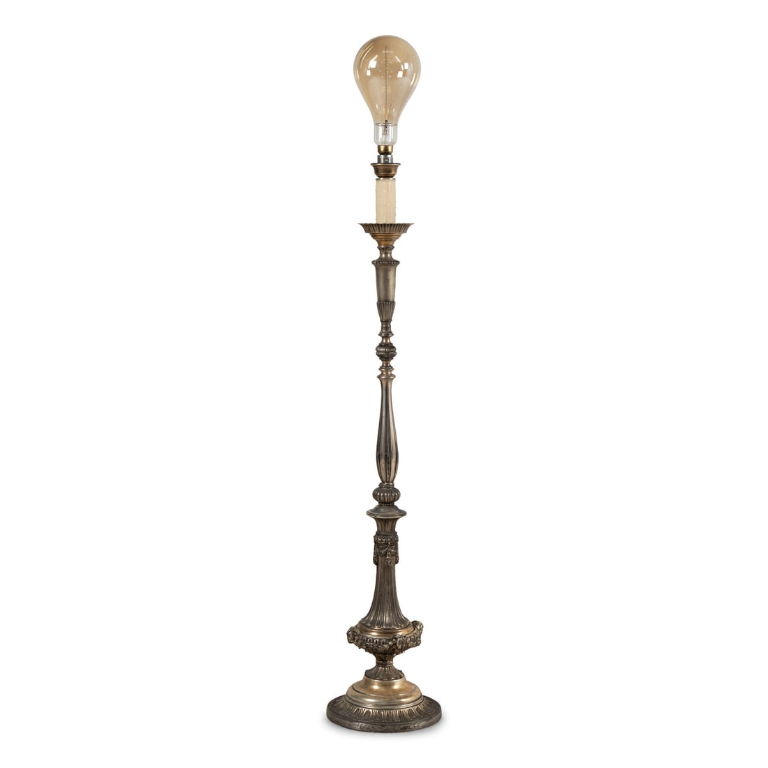 A Baroque Style Silvered Metal Floor Lamp (1 of 2)