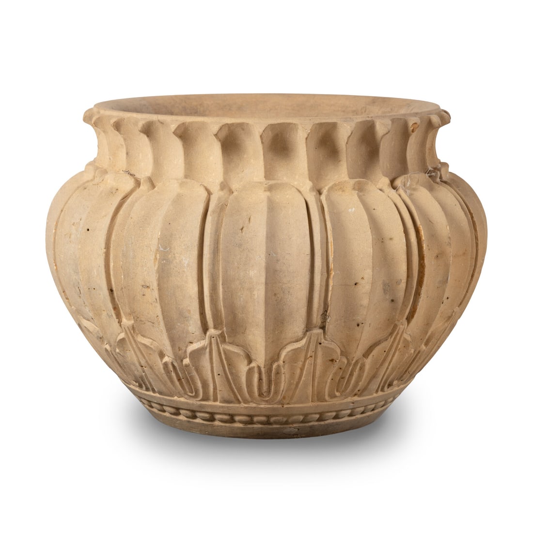 A Terracotta Jardinière: A Terracotta Jardinière Height 18 x dia (at widest) 23 inches. Property from the Collection of Patricia and Michael Corbett, Kenilworth, Illinois This lot is located in Chicago.