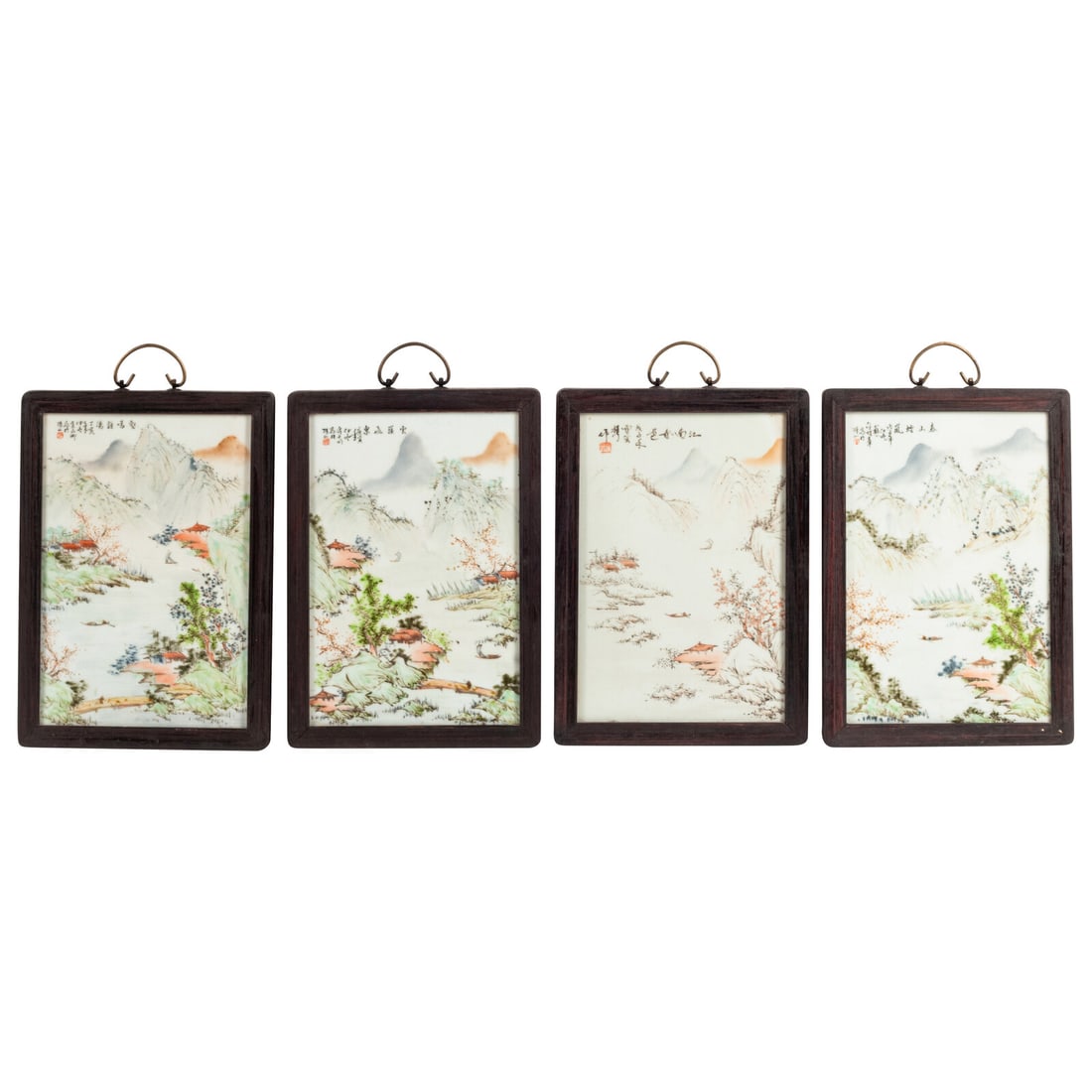 A Set of Four Framed Chinese Porcelain Plaques (1 of 3)