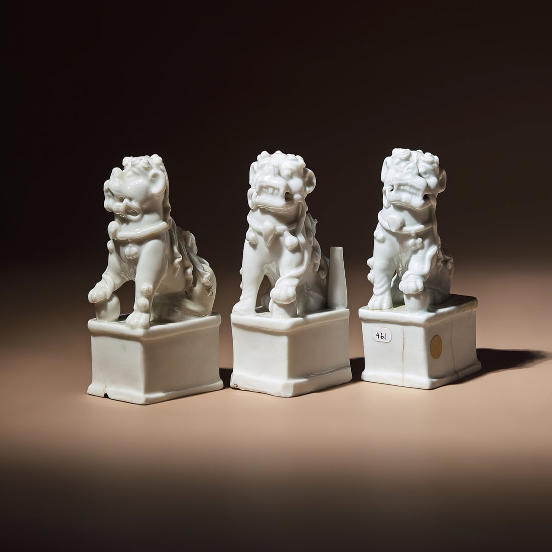 Three Chinese Blanc-de-Chine Porcelain Fu Lions, 17th-18th Century (1 of 5)