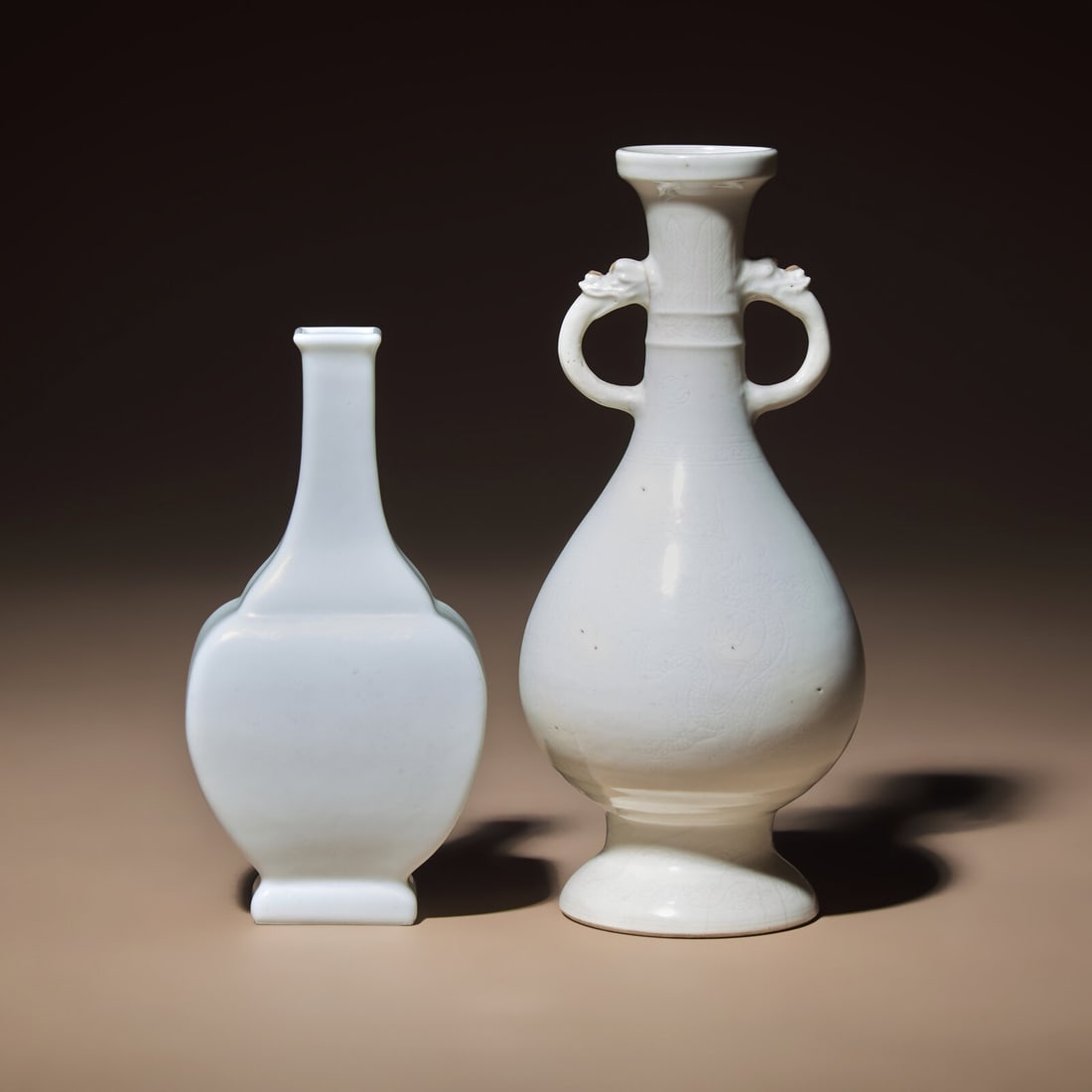Two Chinese White Glazed Porcelain Vases, Qing Dynasty (1 of 5)