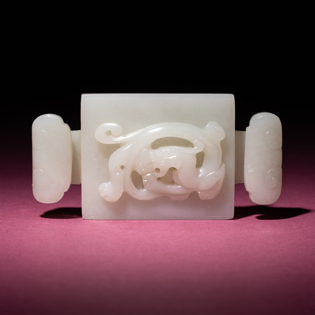 A Chinese Carved White Jade 'Dragon' Belt Hook, 18th Century (1 of 3)