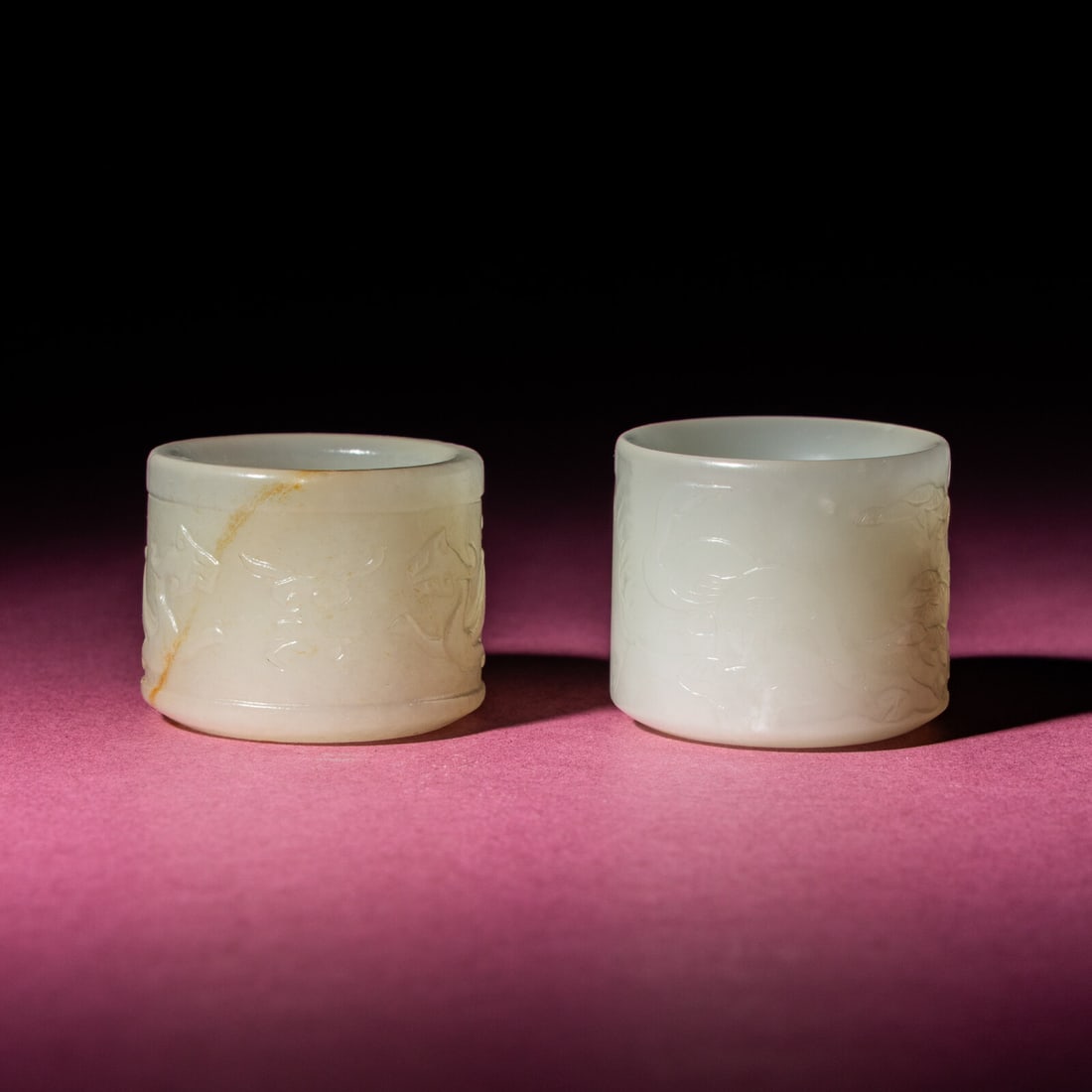 Two Chinese White Jade 'Animal' Archer's Rings, 18th Century (1 of 6)