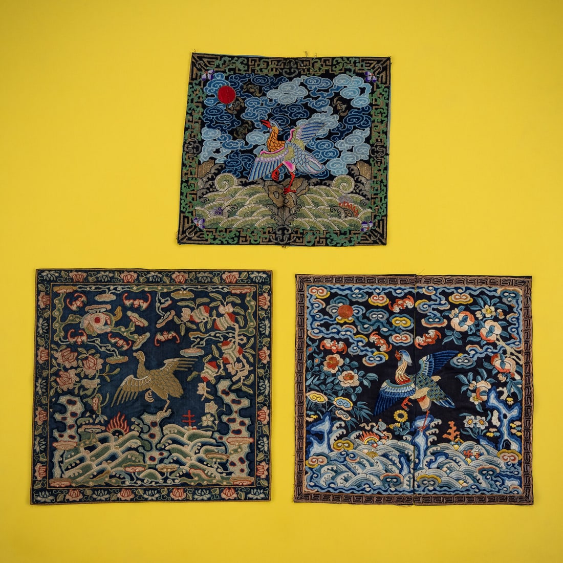 Three Chinese 'Mandarin Duck' Rank Badges, 19th Century (1 of 5)