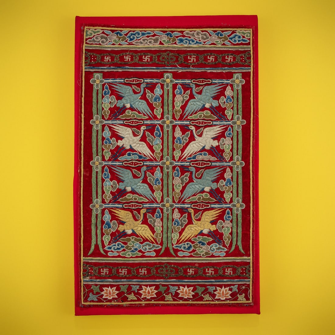 A Korean Embroidered Silk 'Crane' Civil-official Husu, Joseon Dynasty, 19th Century (1 of 2)