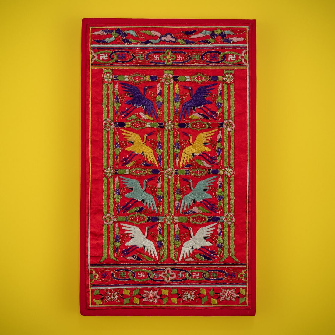 A Korean Embroidered Silk 'Crane' Civil-official Husu, Joseon Dynasty, 19th Century (1 of 2)