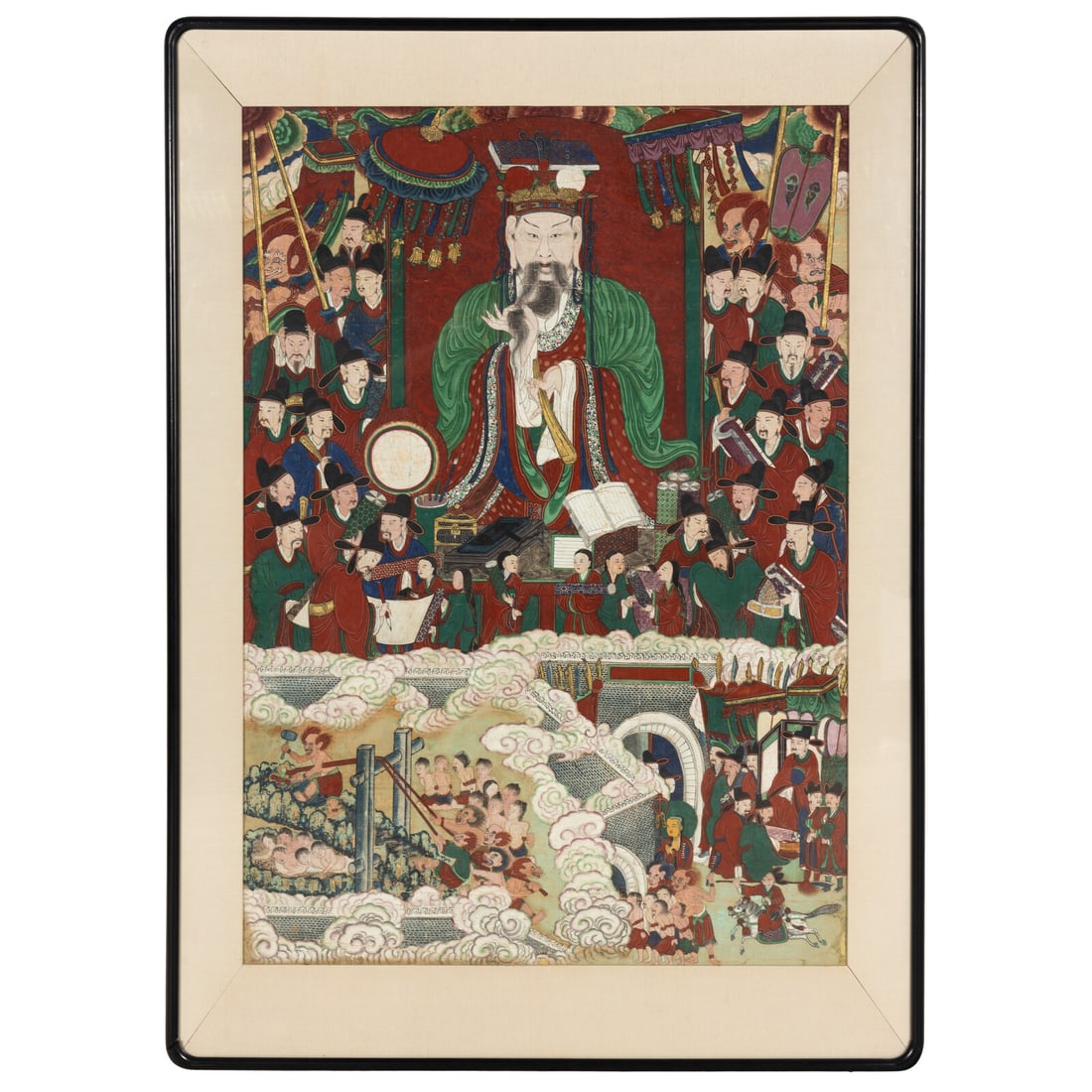 A Large Korean Painting Depicting a King of Hell, 19th Century: A Large Korean Painting Depicting a King of Hell, 19th Century 朝鮮王朝 冥府十王之第八平等大王 19th Century In