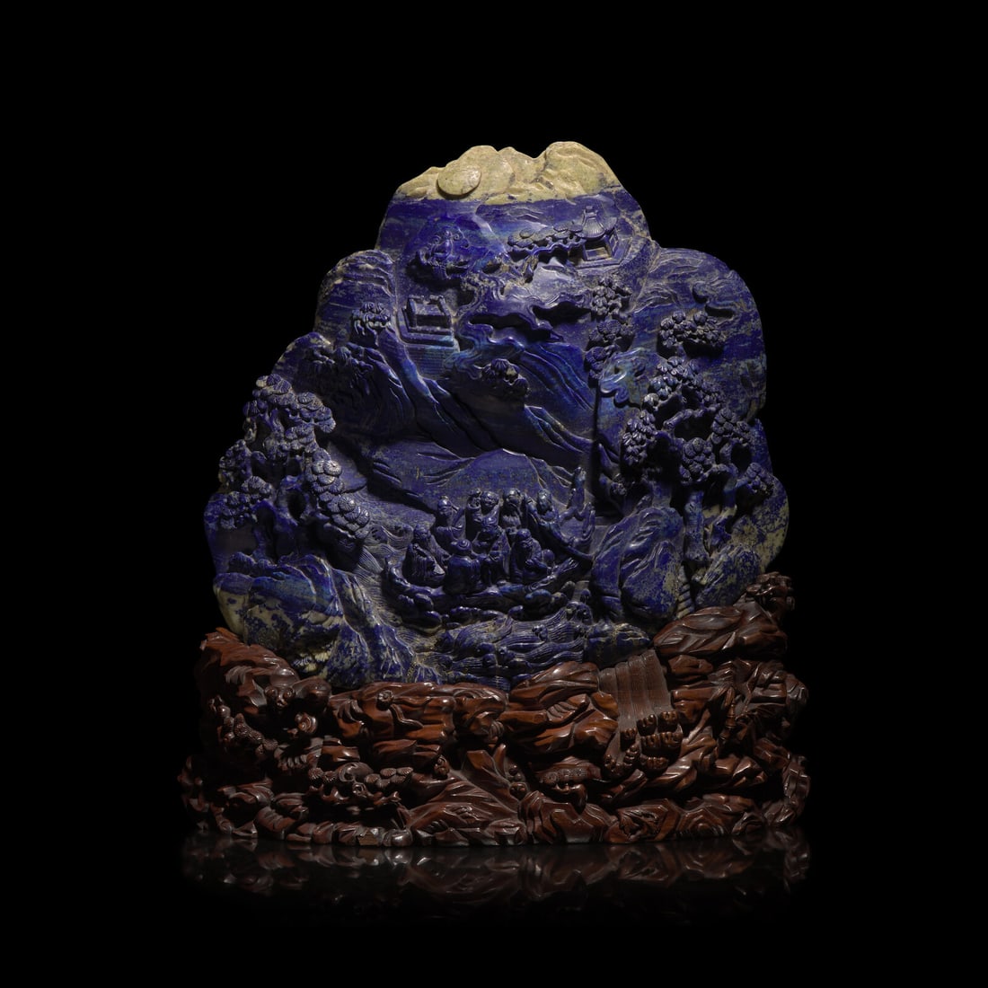 A Large Chinese Lapis Lazuli 'Eight Immortals Crossing the River' Boulder, Qing Dynasty (1 of 7)