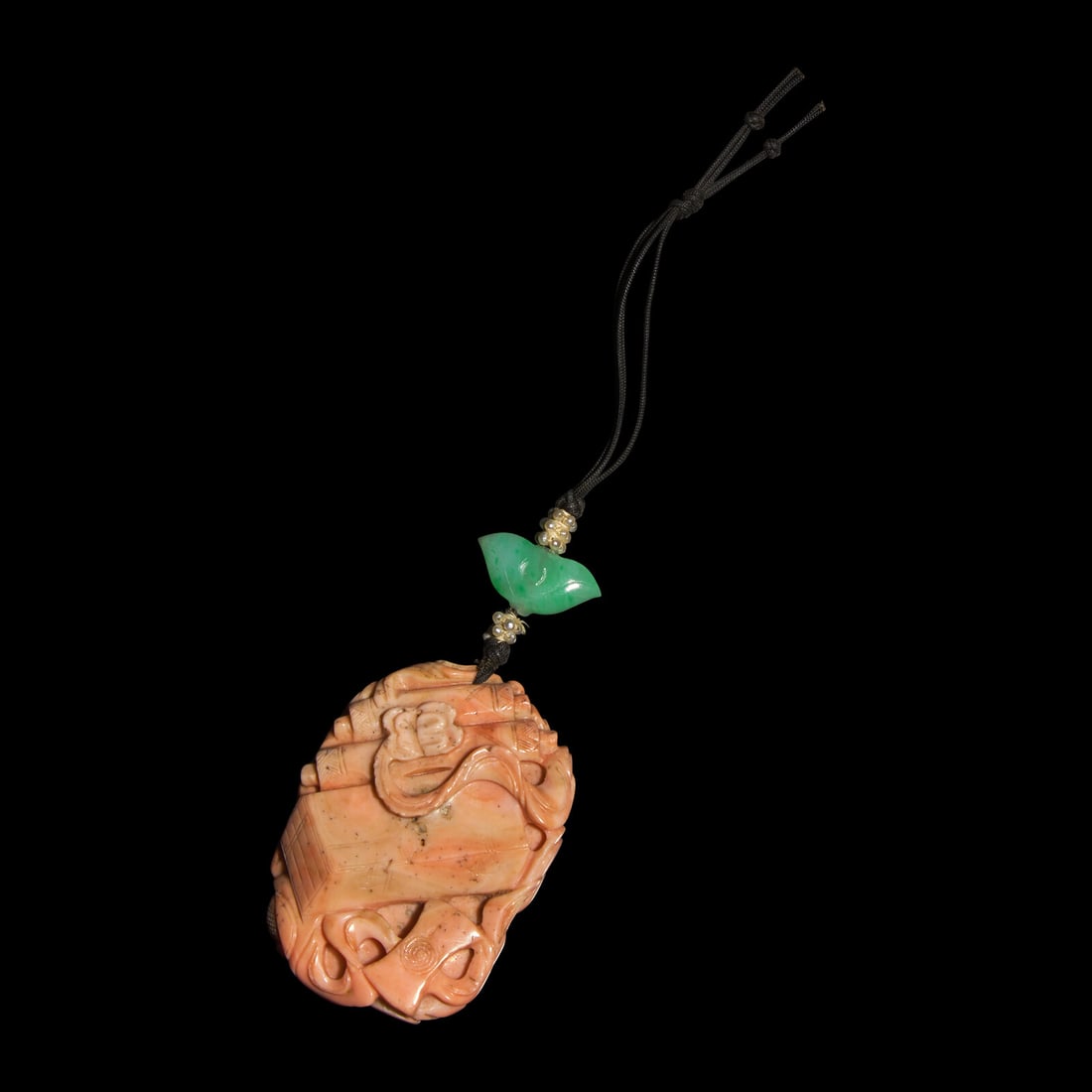 A Chinese Carved Coral 'Bogu' Pendant, Qing Dynasty (1 of 2)