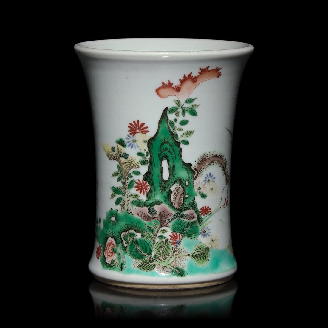 A Small Chinese Famille Verte Brush Pot, Bitong (1 of 5)