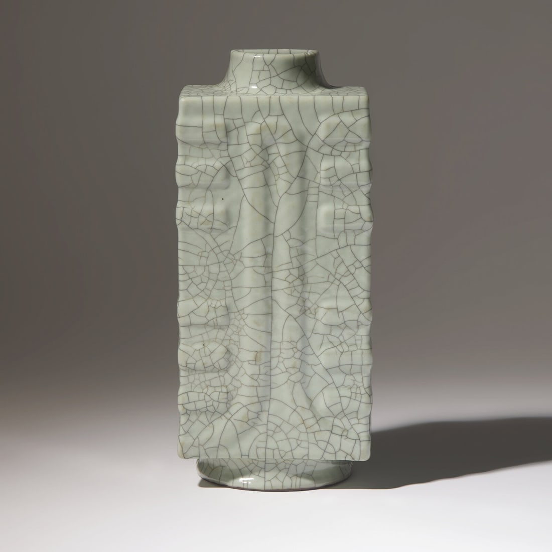 A Rare Chinese Ge Type Cong-Form Wall Vase, Qianlong Mark and of the Period (1 of 4)