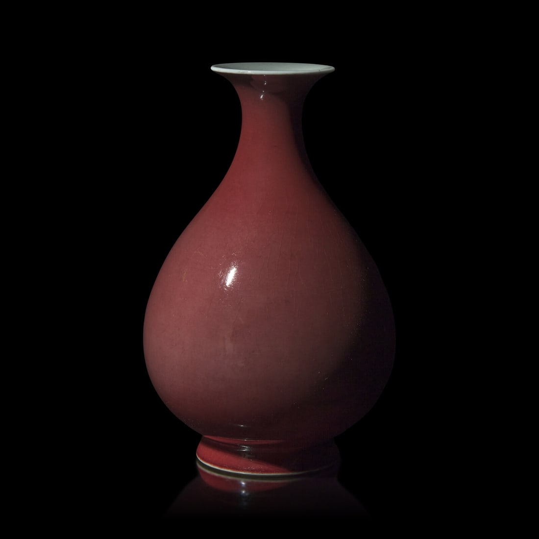 A Chinese Copper-Red Glazed Vase, Yuhuchun, Daoguang Mark and Period (1 of 3)