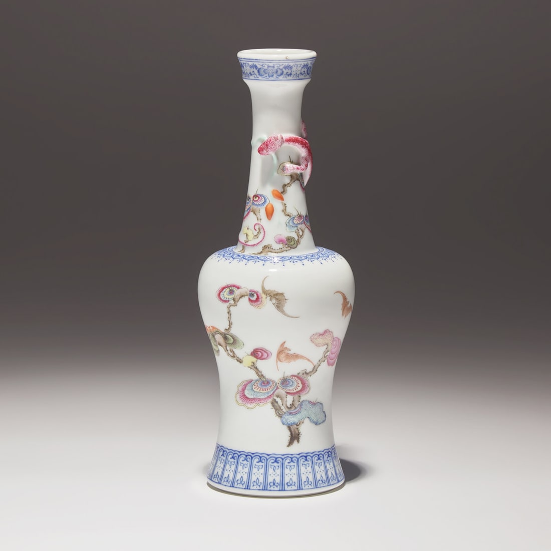 A Finely Decorated Chinese Enameled 'Lingzhi and Chilong' Porcelain Vase, Yongzheng Mark (1 of 6)