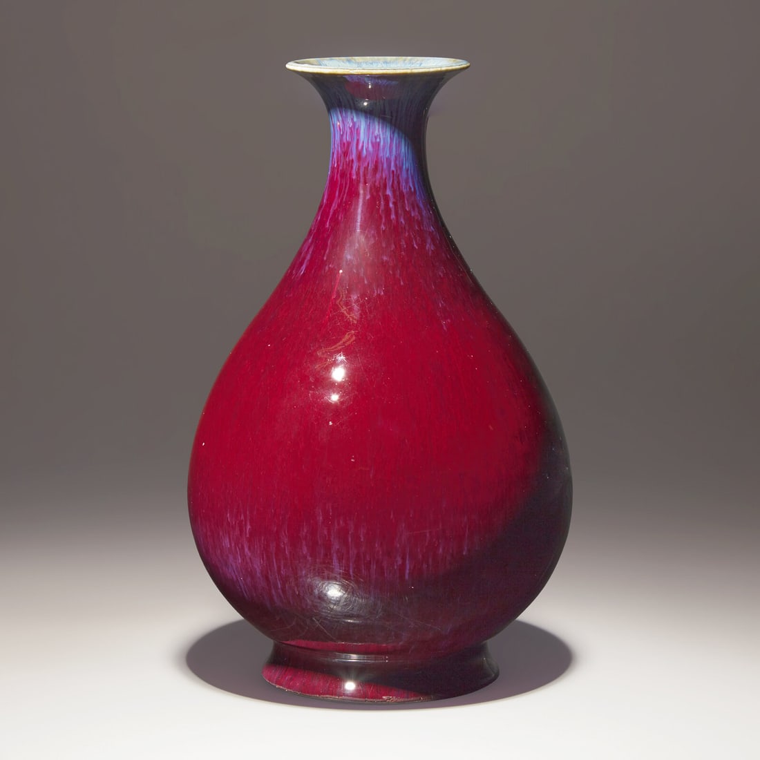 A Chinese Flambe Glazed Yuhuchun Vase, Qianlong Mark (1 of 2)