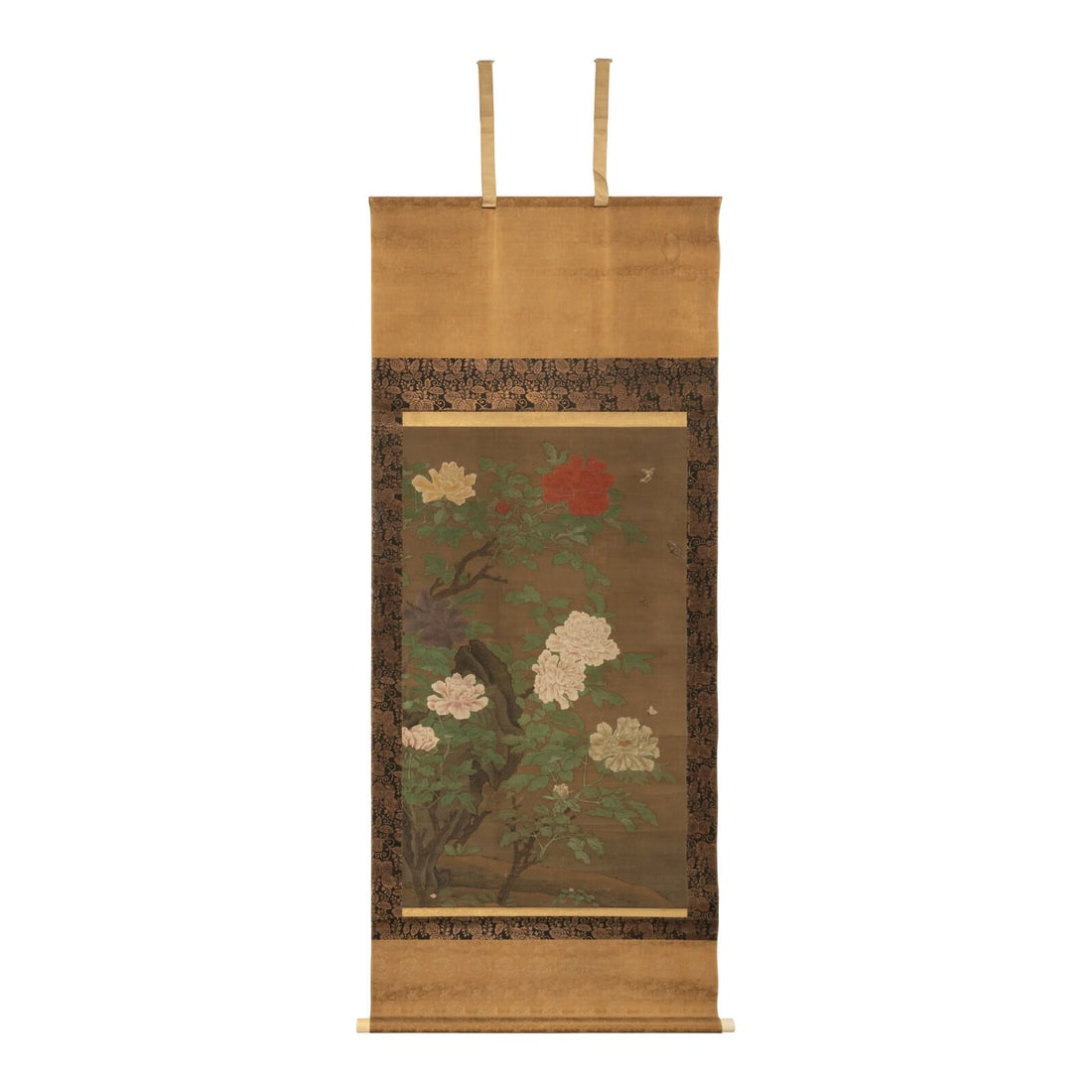 Li Zhu (Chinese, Late 15th-16th Century): Li Zhu (Chinese, Late 15th-16th Century) Peonies and Butterflies Ink and color on silk, hanging scroll. Titleslip: Received as a gift from Yamashina-no-miya (Prince Yamashina, 山階宮