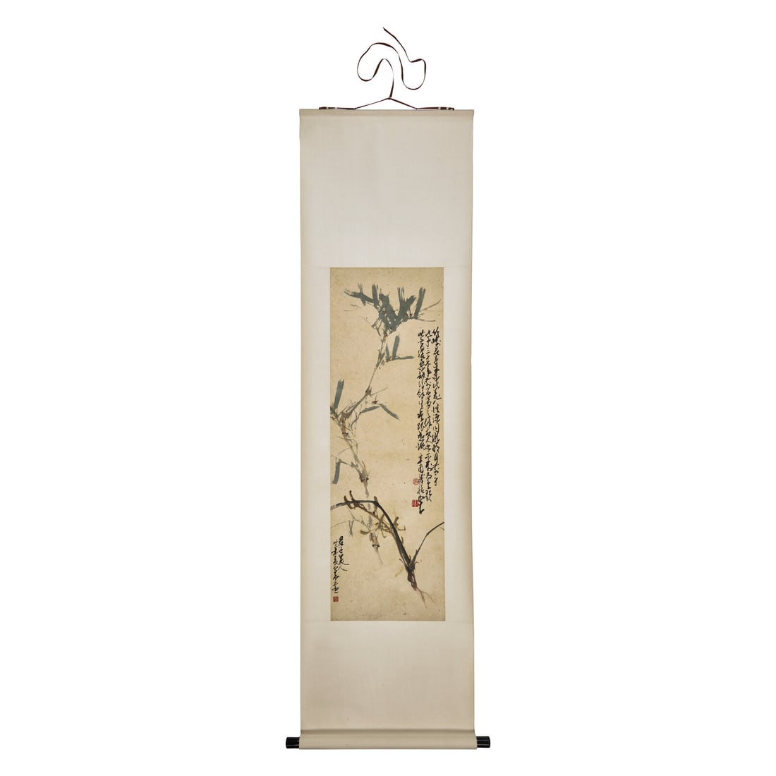 Zhao Shao'ang (Chinese, 1905-1998): Zhao Shao'ang (Chinese, 1905-1998) 趙少昂（近代，1905-1998） Bamboo and Orchids Ink and color on paper, hanging scroll. Painted in 1943 and reinscribed 