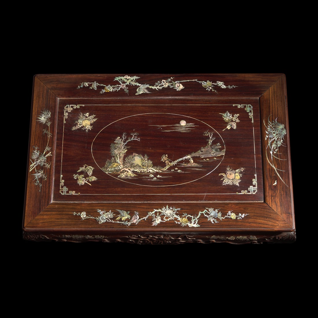 A Finely-Carved and Inlaid Hardwood Small Low Table, First Half of 20th Century (1 of 6)