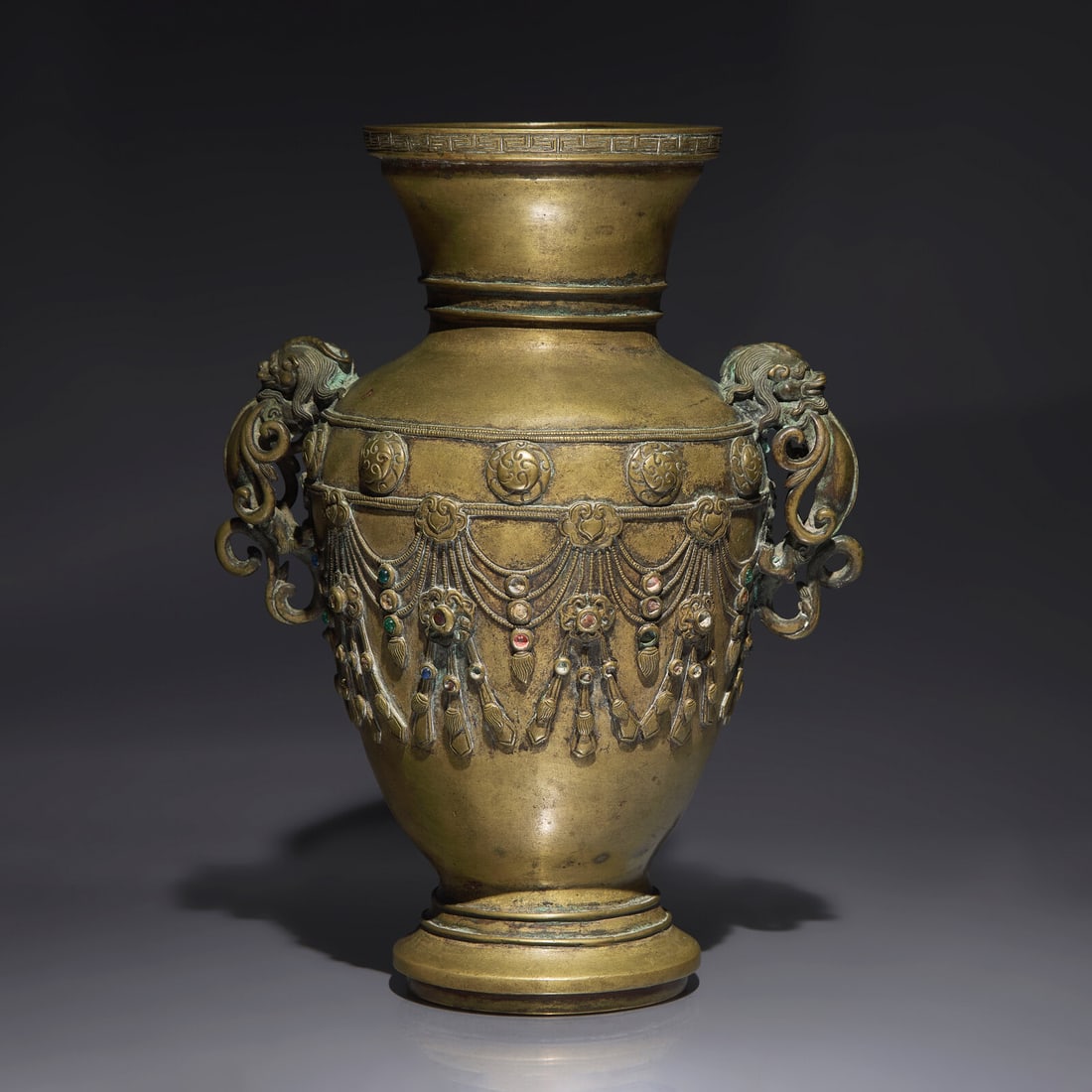 A Chinese Embellished Bronze Vase, Late Ming to Early Qing Dynasty, 17th/18th Century (1 of 3)