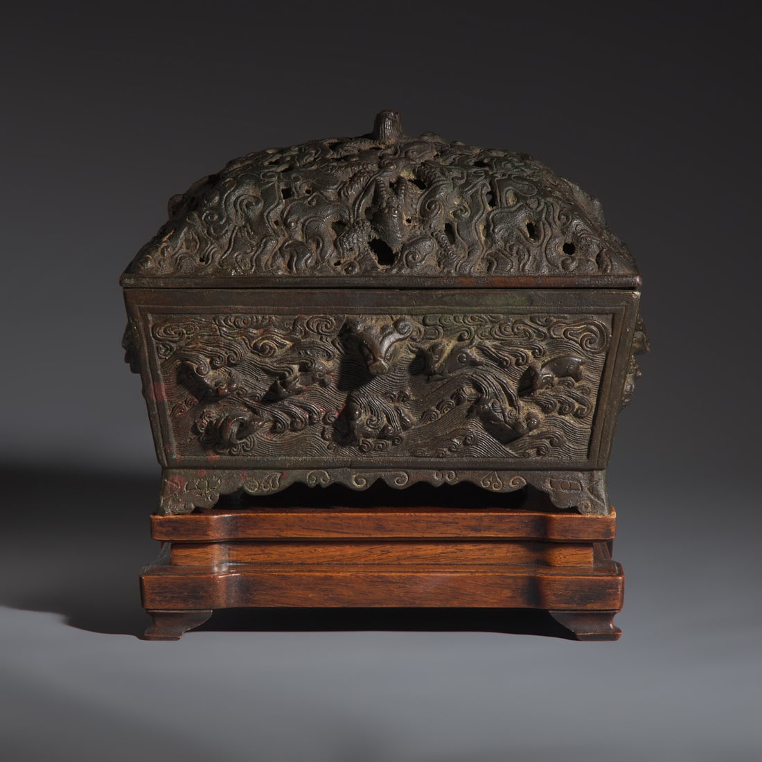 A Chinese Patinated Bronze Incense Burner, Qing Dynasty (1 of 4)