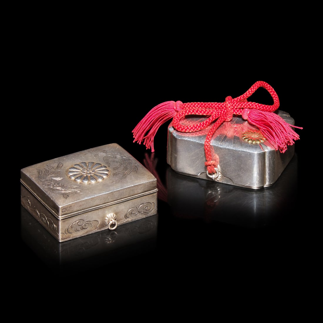 Two Japanese Silver Imperial Presentation Bonbonni?res, Early-Mid 20th Century (1 of 6)