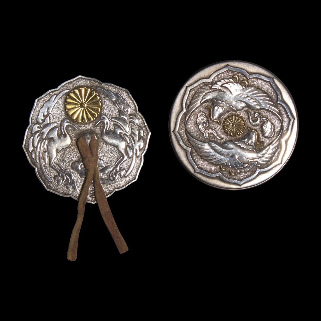 A Japanese Silver Imperial Presentation Bonbonniere, and a Similar Bonbonniere Cover, Meiji Period: A Japanese Silver Imperial Presentation Bonbonniere, and a Similar Bonbonniere Cover, Meiji Period 日本明治時代 御製唐鏡式銀