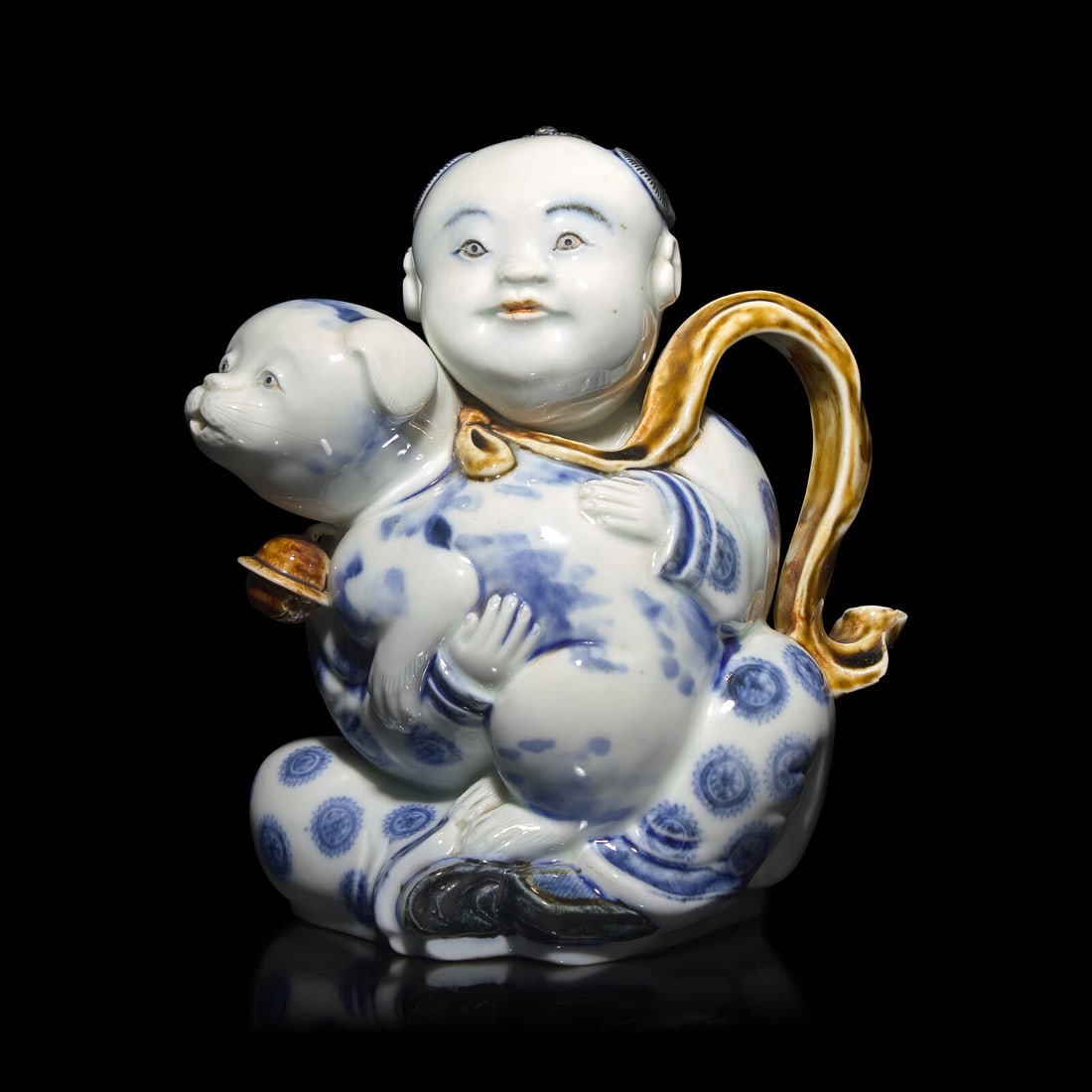 A Japanese Hirado Porcelain 'Boy and Puppy' Ewer, 19th Century (1 of 4)
