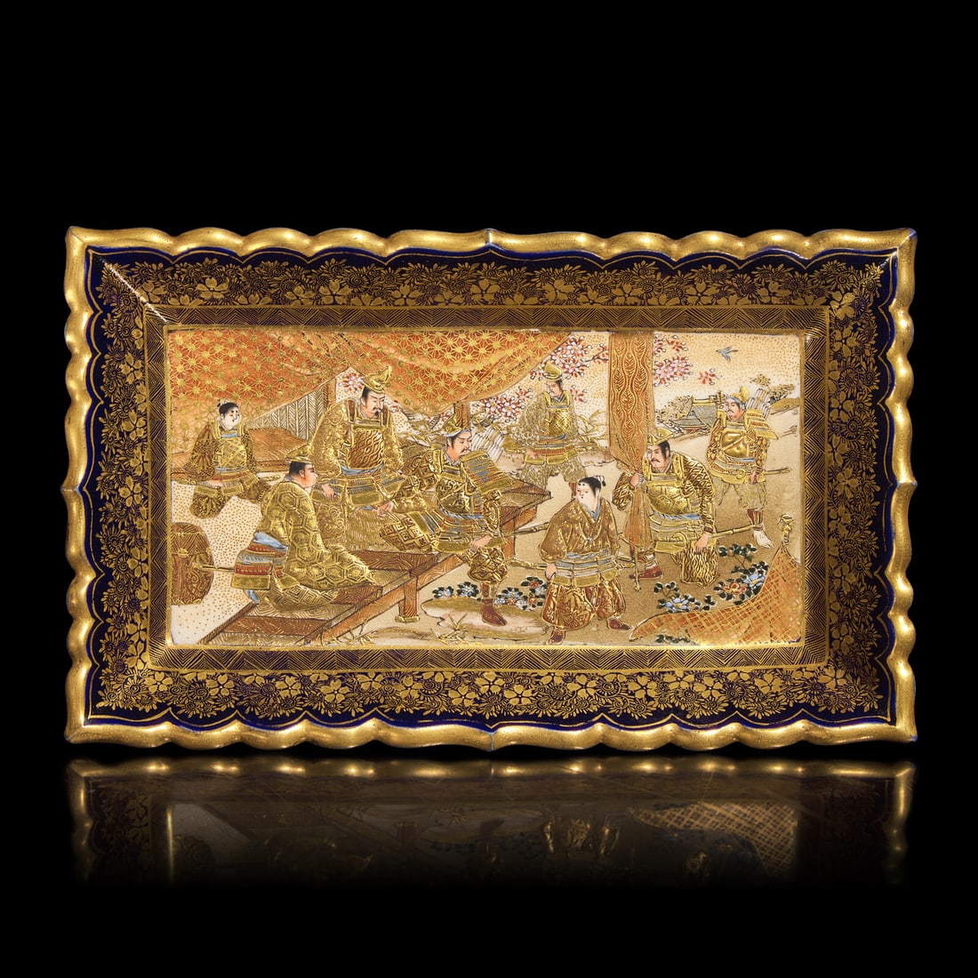 A Japanese Satsuma-Type Rectangular Tray, Kinkozan Studios, Meiji Period (1 of 2)