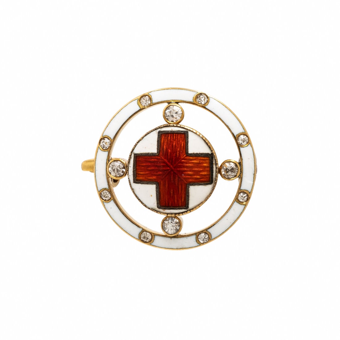 Fabergé, Antique, Yellow Gold, Enamel, and Diamond Cross Brooch (1 of 2)