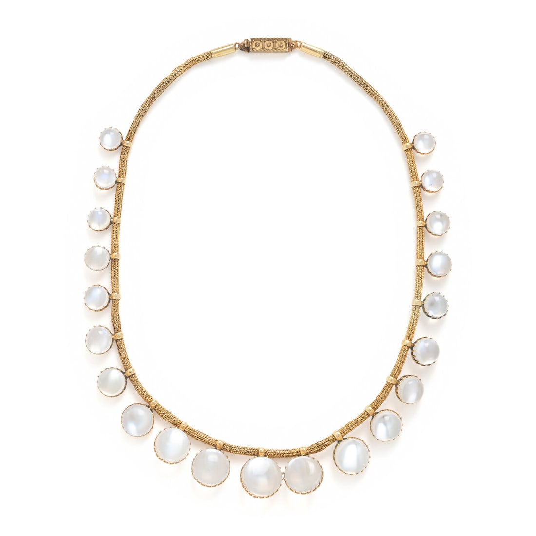 Etruscan Revival, Moonstone and Yellow Gold Necklace (1 of 3)
