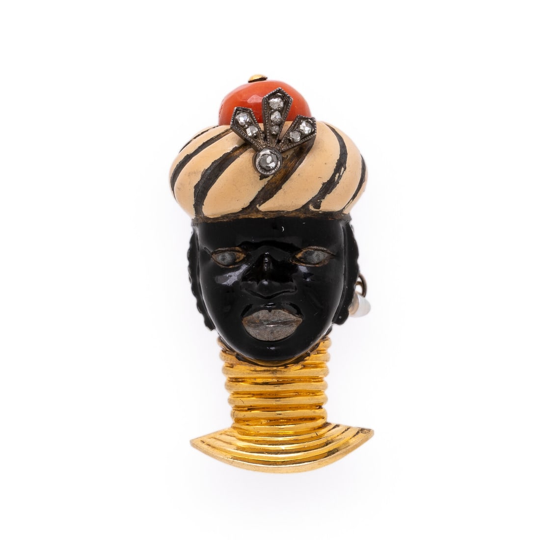 Cartier, Art Deco, Enamel, Coral, Diamond, and Yellow Gold Figural Brooch (1 of 2)