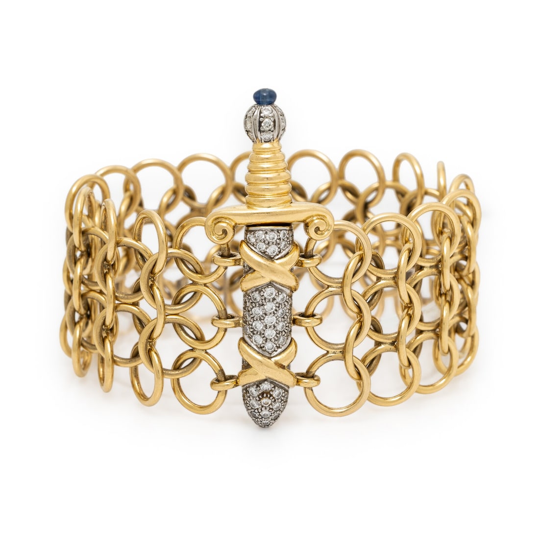 Tiffany & Co., Donald Claflin, Diamond, Yellow Gold, and Platinum Sword Bracelet (1 of 3)