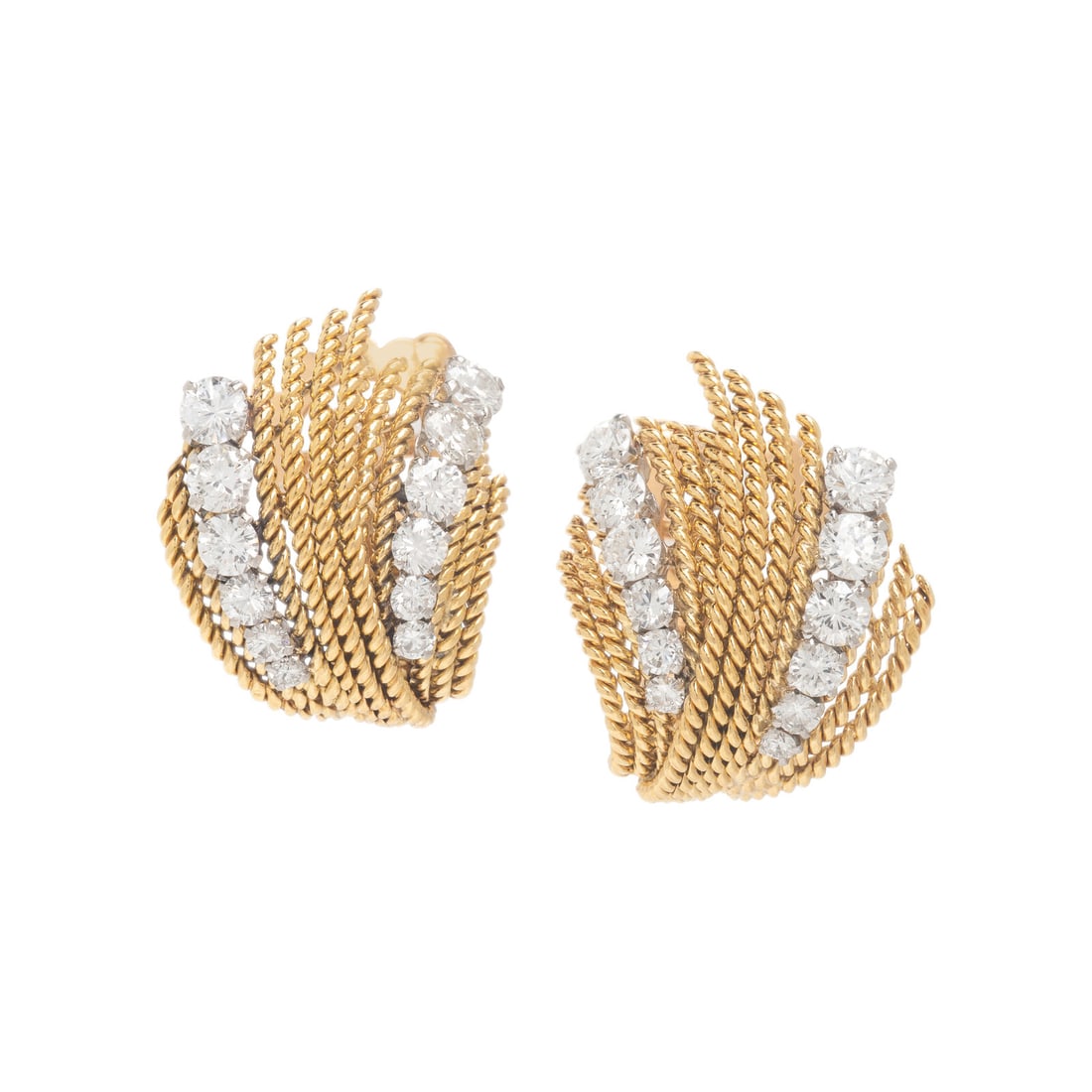 Van Cleef & Arpels, Yellow Gold and Diamond Spray Earrings (1 of 2)