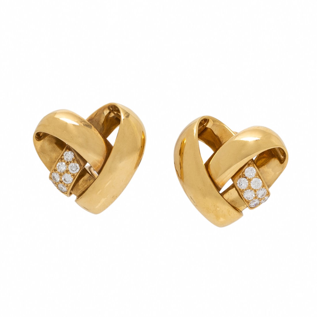 Van Cleef & Arpels, Diamond and Yellow Gold Heart Earrings (1 of 2)