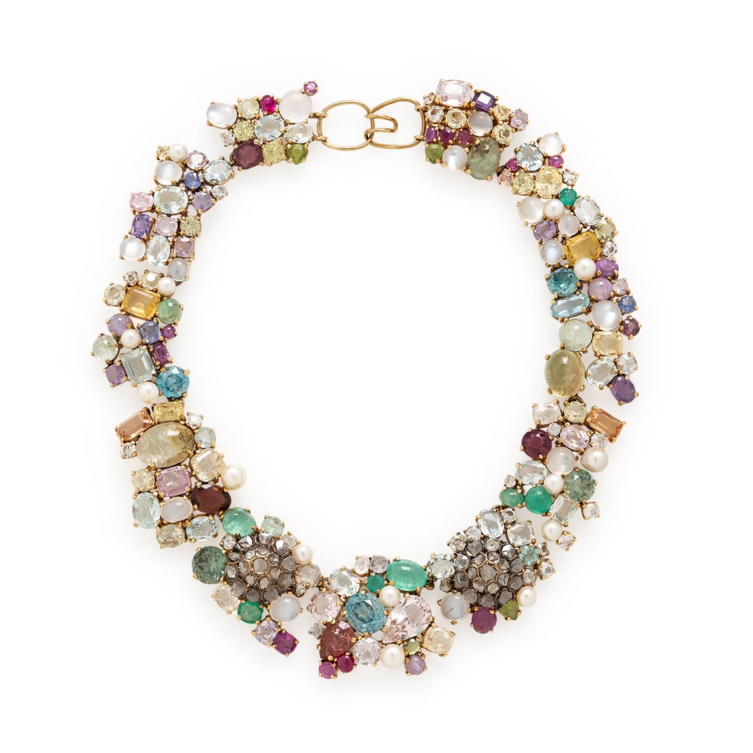 Multigem and Yellow Gold Collar Necklace (1 of 2)