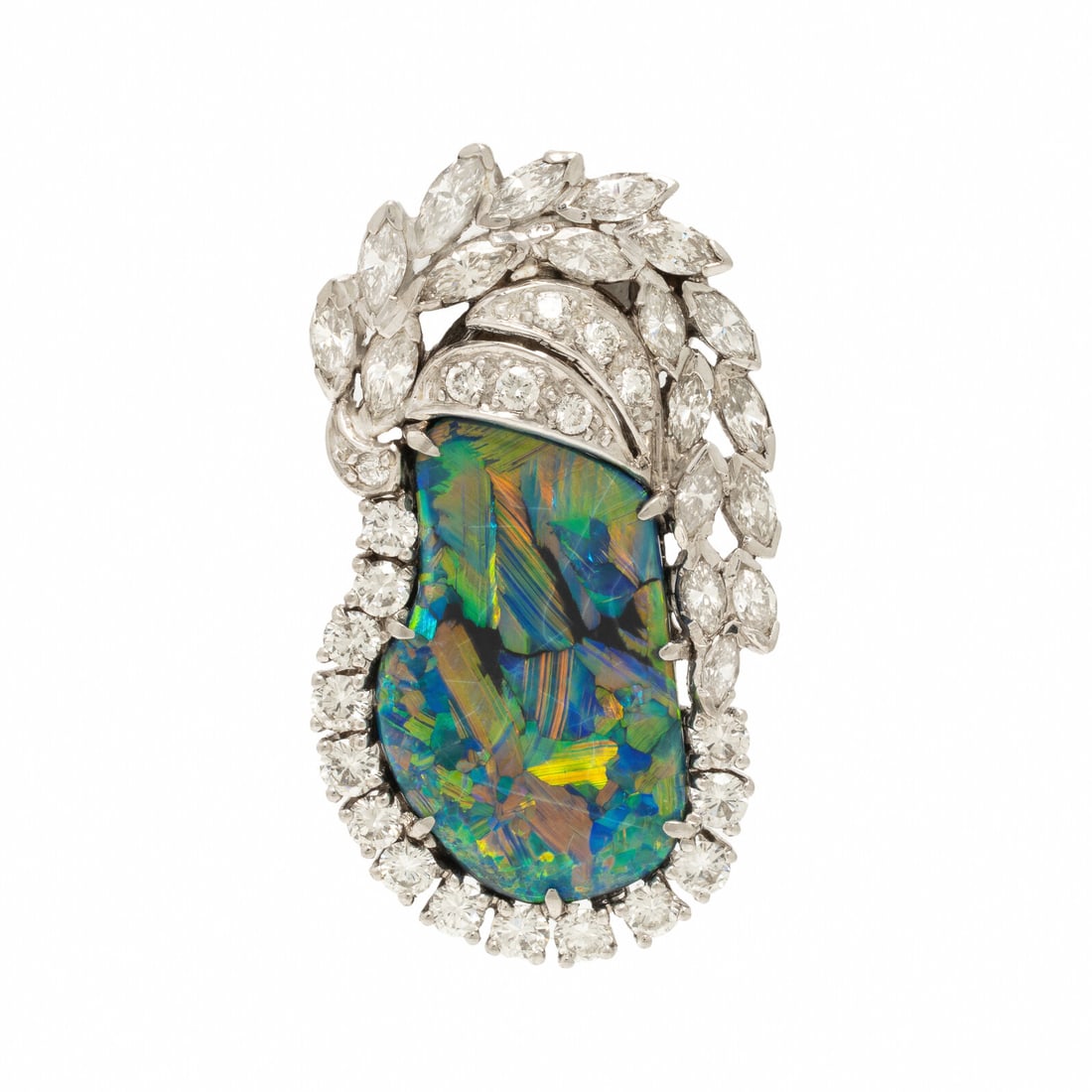 Opal, Diamond, and Platinum Pendant Brooch (1 of 2)