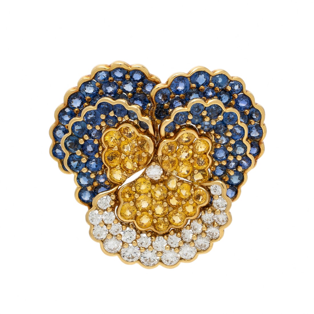 Jean Vitau, Diamond, Sapphire, and Yellow Sapphire Pansy Brooch (1 of 2)