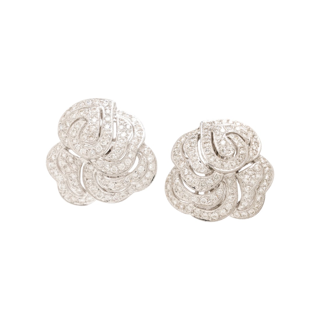 Diamond and White Gold Flower Earrings (1 of 2)