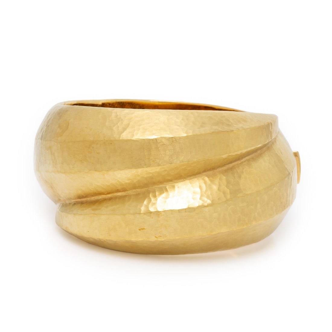 Italian, Hammered Yellow Gold Bangle Bracelet (1 of 2)
